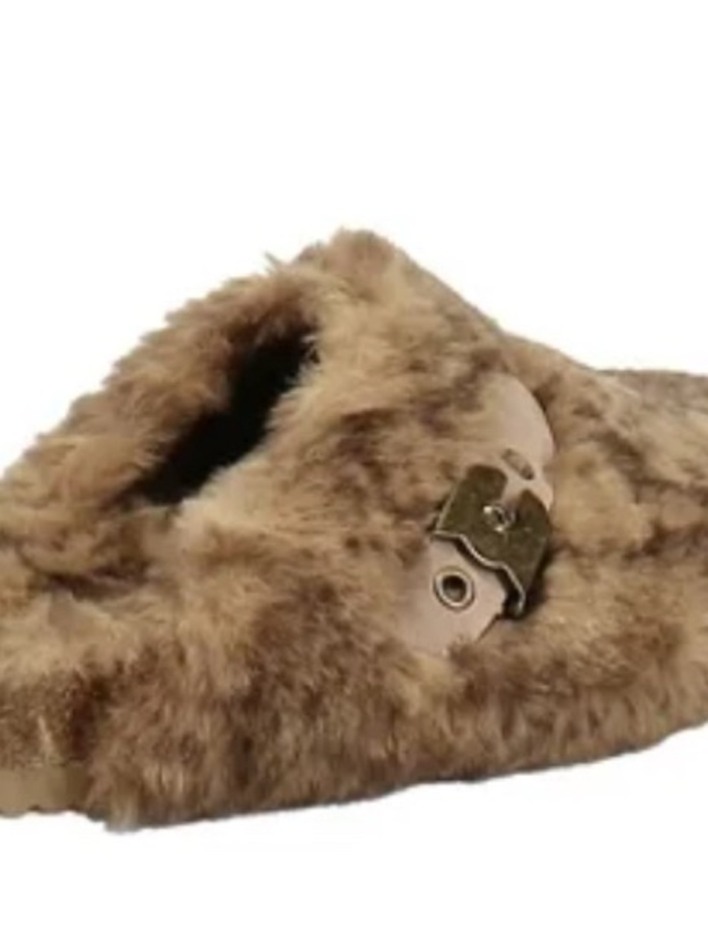 Faux Fur Brown Women's Slip-On Slippers - Picture 2 of 4